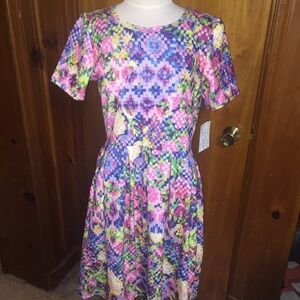 𝅺New Lularoe floral Amelia dress size L lula roe